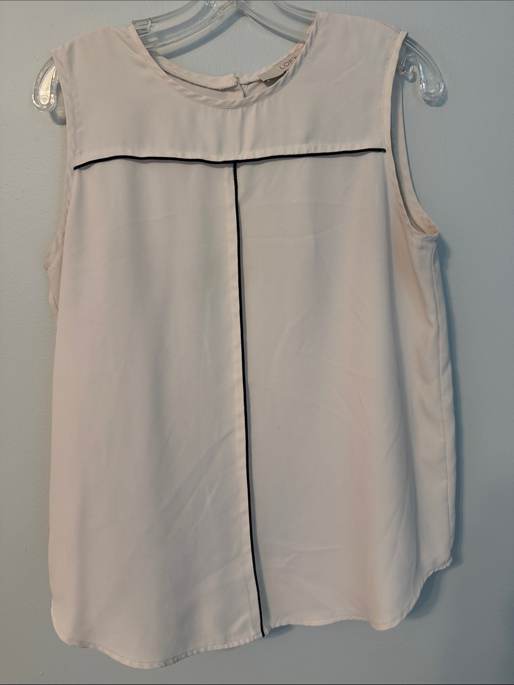LOFT Cream Sleeveless Camisole with Black Piping